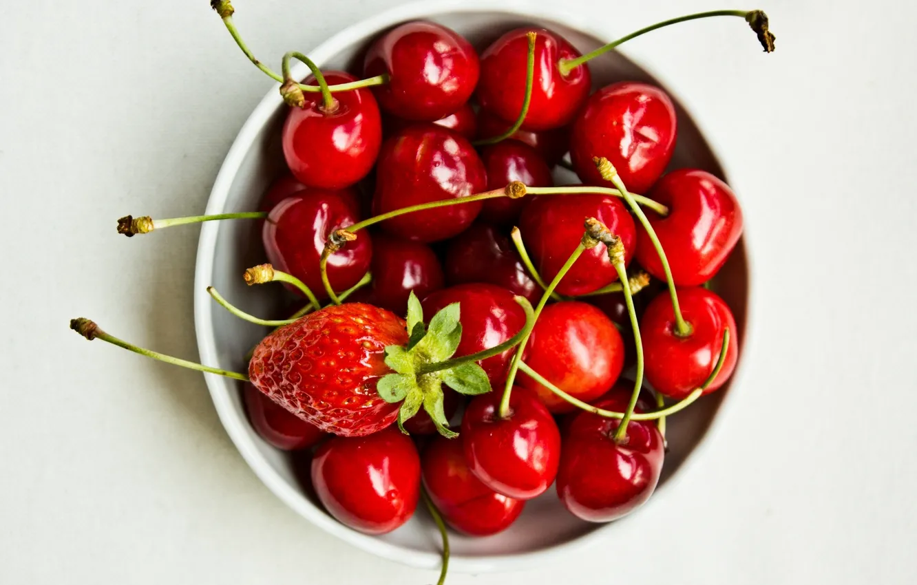 Photo wallpaper berries, strawberry, cherry