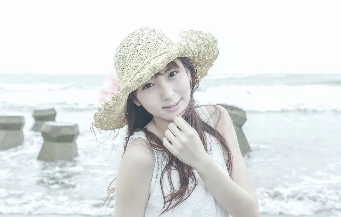 Photo wallpaper girl, hat, Asian