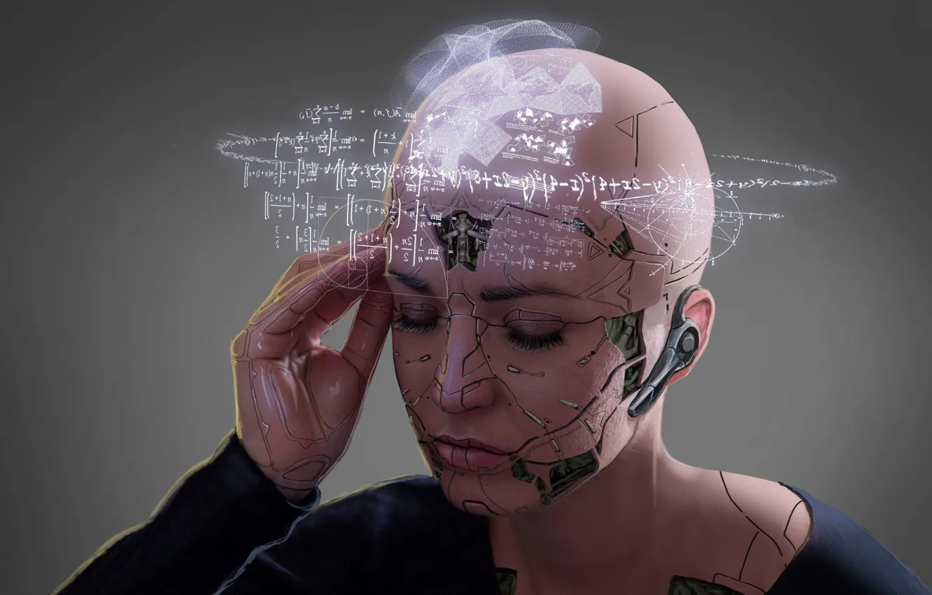 Photo wallpaper girl, fantasy, math, sci-fi, digital art, artwork, fantasy art, cyborg