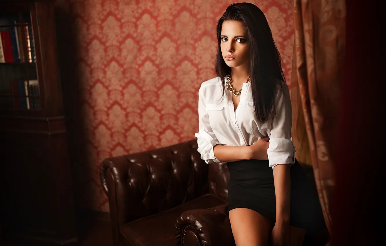 Photo wallpaper skirt, blouse, legs, Nastya