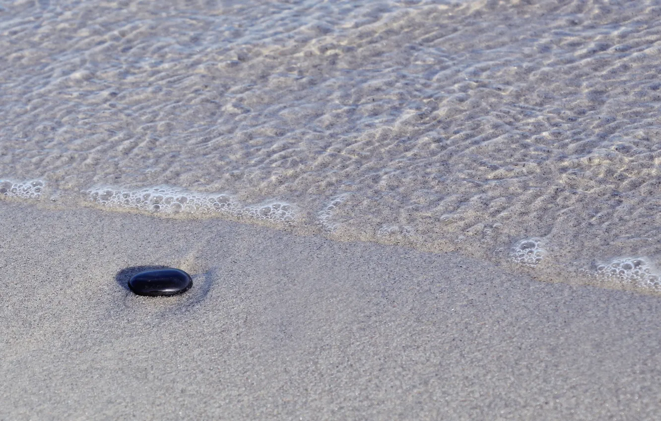 Photo wallpaper beach, sand, stones, wave