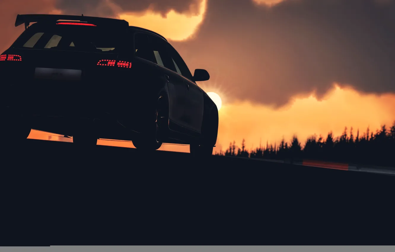 Photo wallpaper the sun, Audi, silhouette, RS-6