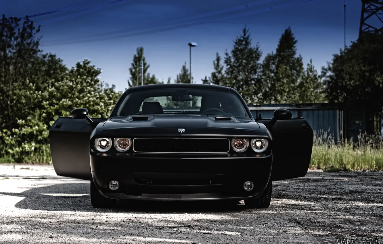 Photo wallpaper machine, auto, Wallpaper, black, the door, Challenger, Dodge, wallpaper