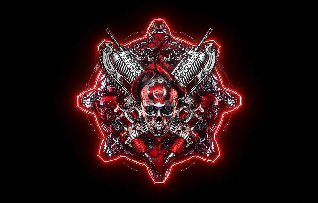 Photo wallpaper skull, logo, logo, logo, Gears of War, video game, shooter