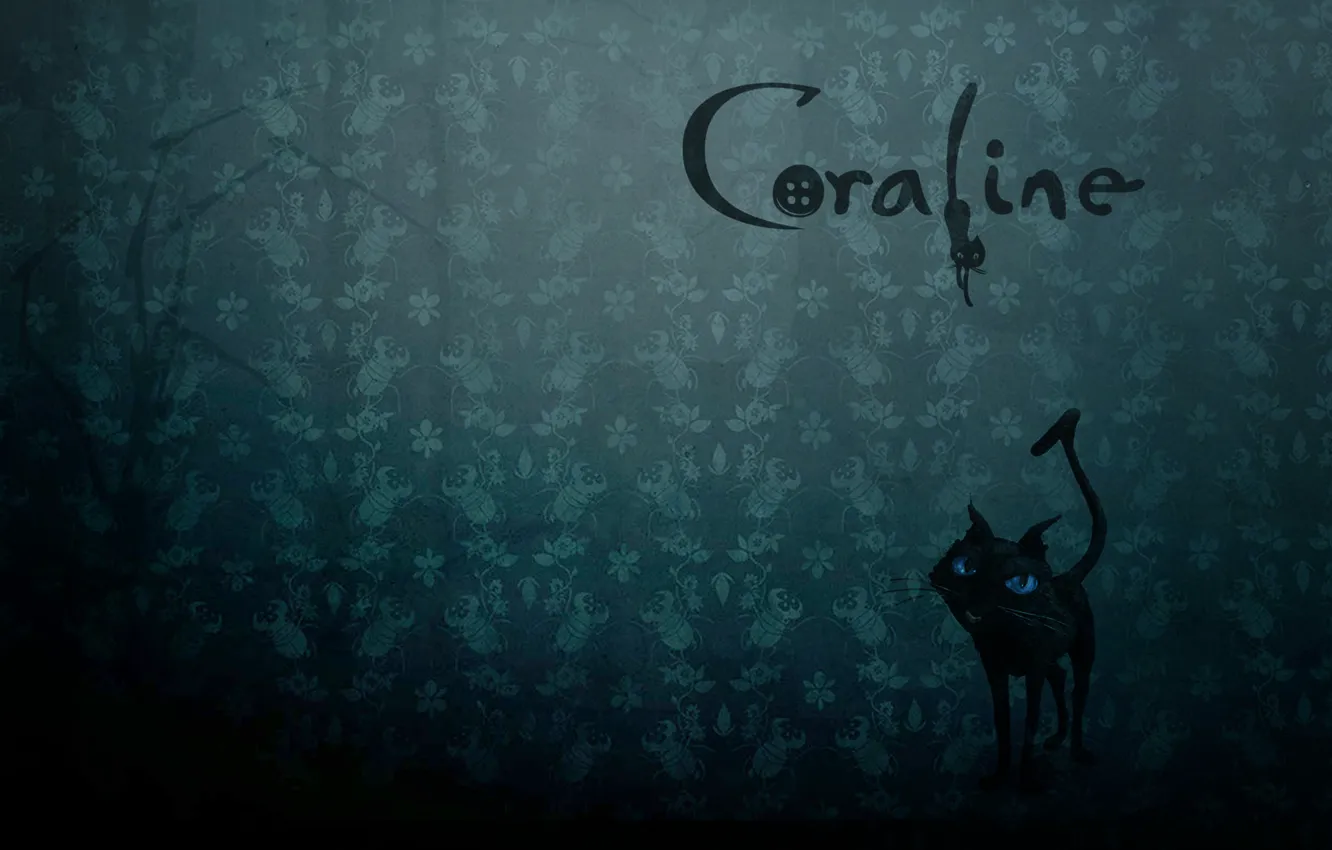 Photo wallpaper cat, the inscription, cartoon, beetle, scary story, Coraline, Coraline, Coralyn