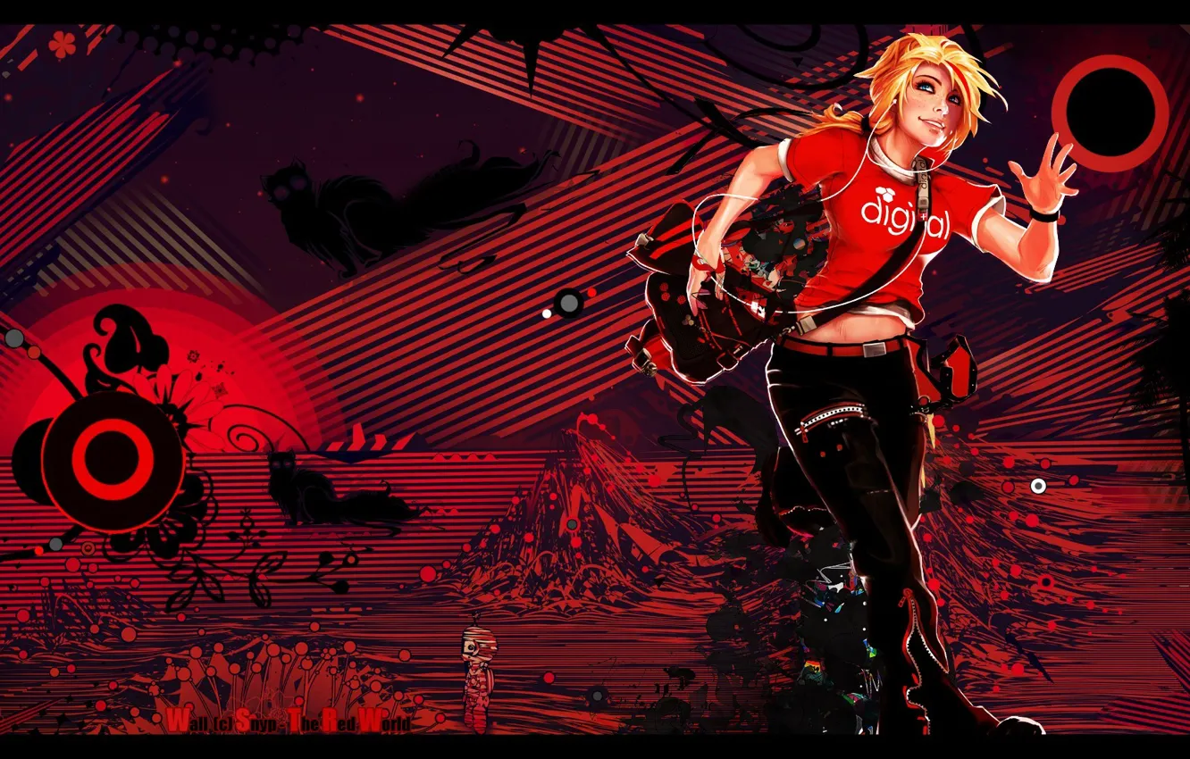 Photo wallpaper girl, red, style, running, Celeste, Mirrors Edge