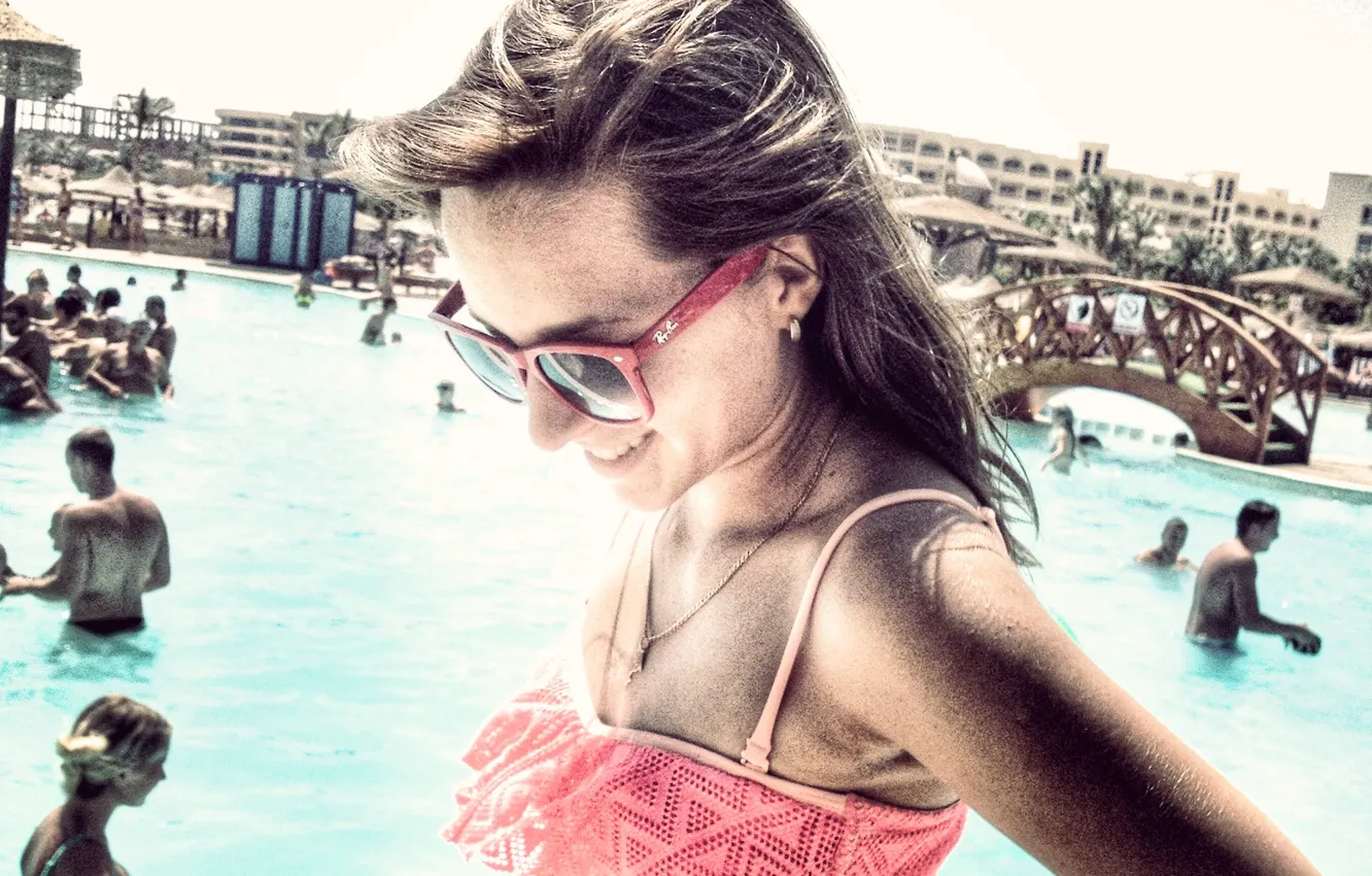 Photo wallpaper sea, swimsuit, the sun, Girl, glasses, Alexander Dyachenko