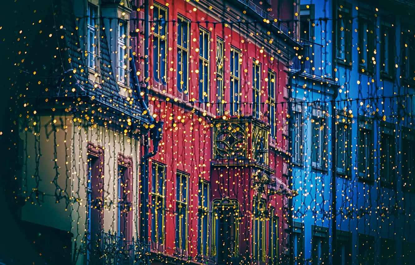 Photo wallpaper light, the city, lights, street, building, home, light bulb