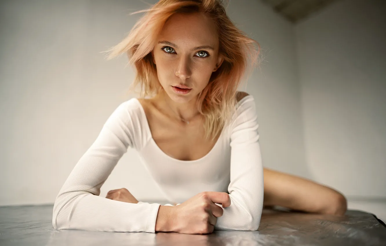 Photo wallpaper look, girl, face, pose, blonde, Maxim Gontarev