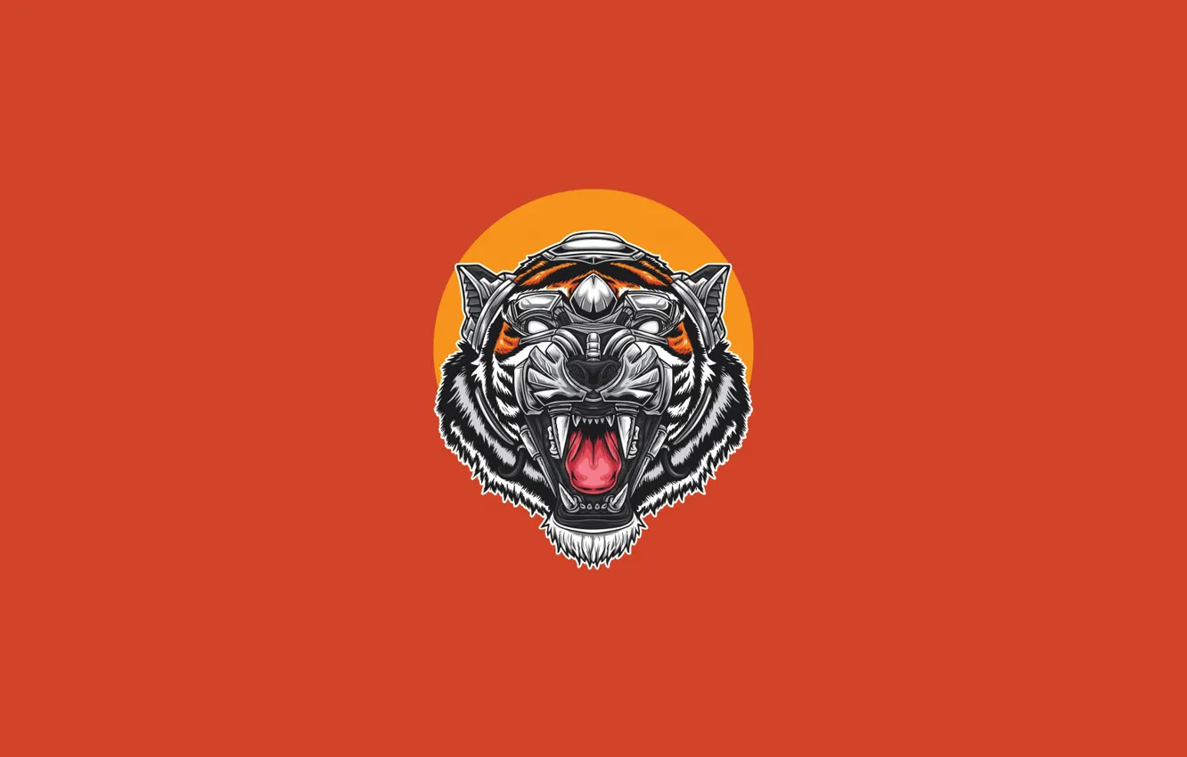 Photo wallpaper face, tiger, style, background, minimalism, predator, art, mouth