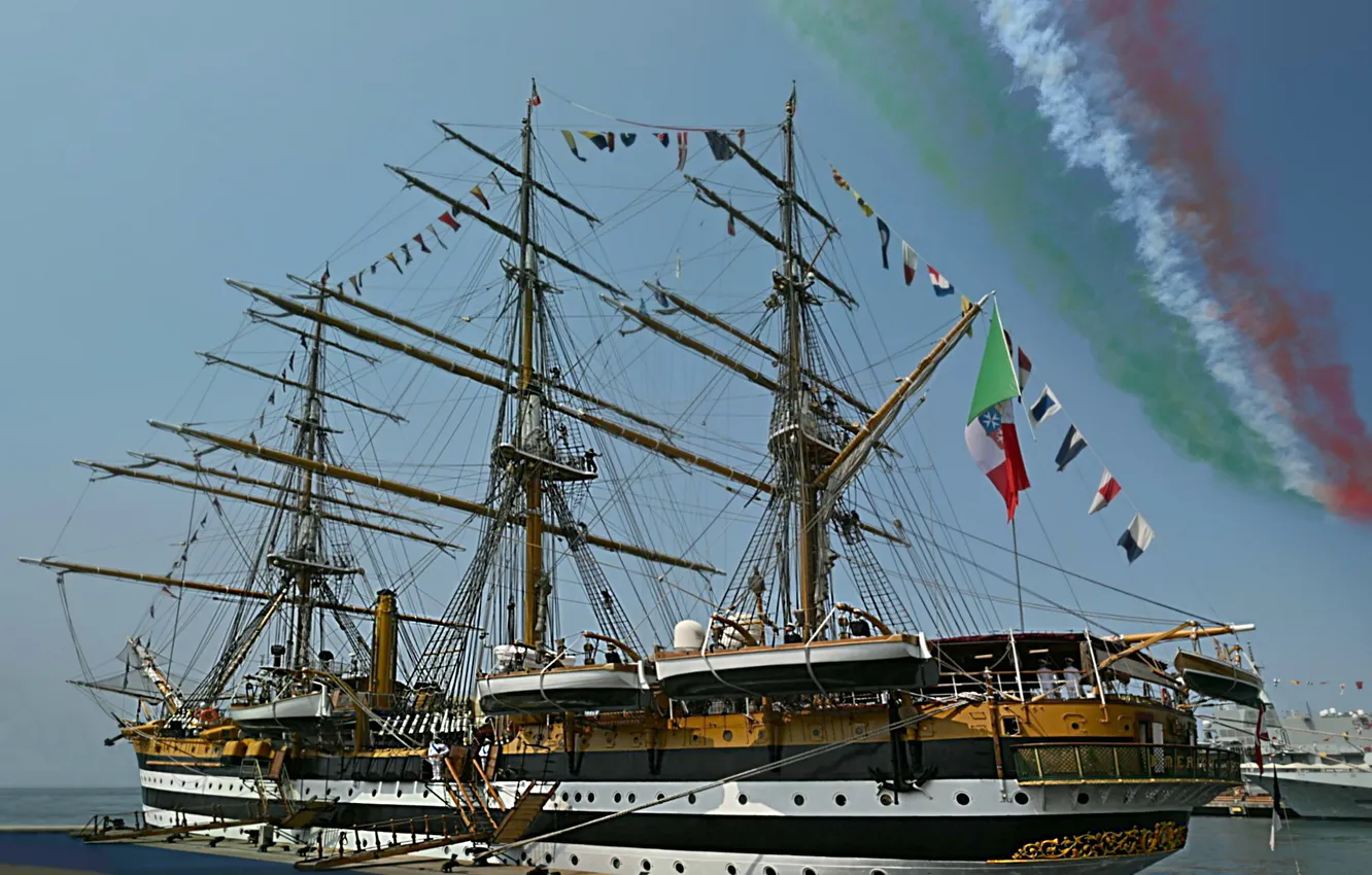 Photo wallpaper holiday, sailboat, Italy, Amerigo Vespucci