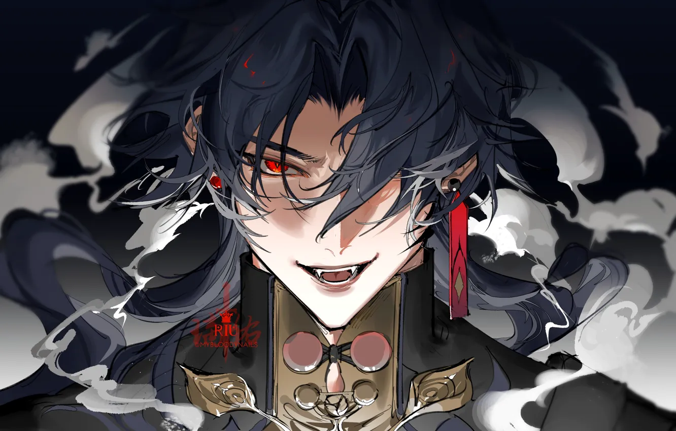 Photo wallpaper smoke, fantasy, vampire, guy, blade, Honkai: Star Rail