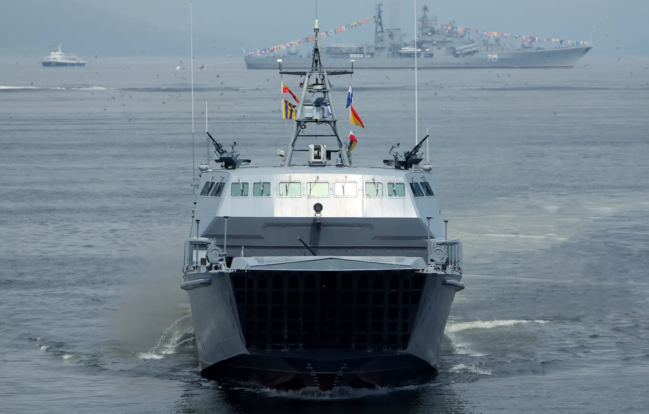 Photo wallpaper boat, Navy, landing, on the go