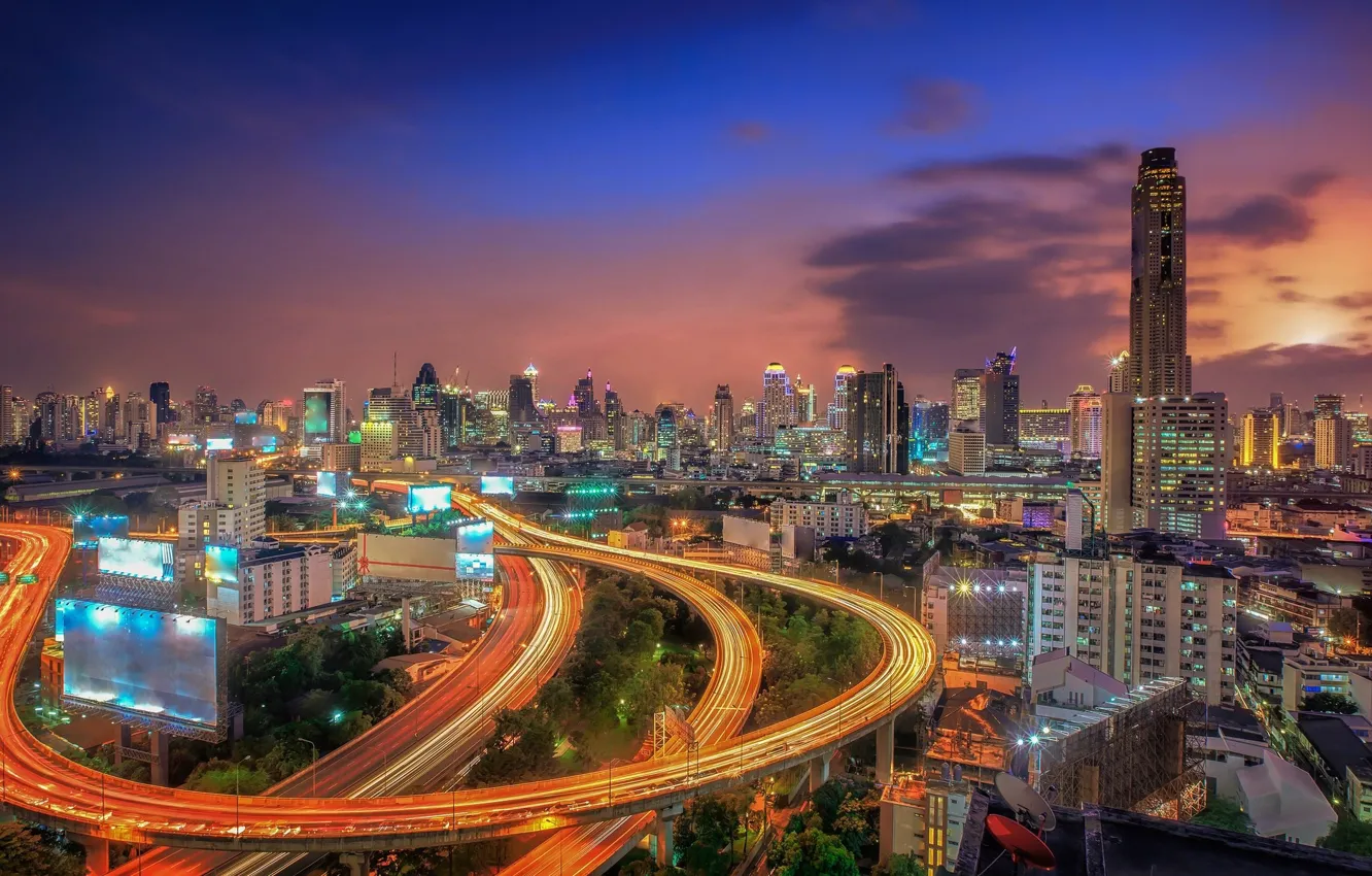 Photo wallpaper the city, Thailand, Bangkok, Thailand, illumination, Bangkok