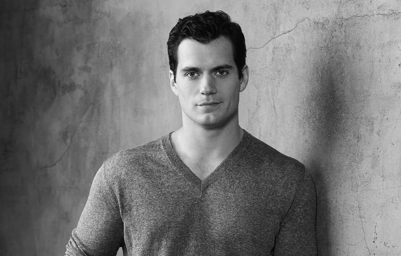 Photo wallpaper look, black and white, male, Henry Cavill