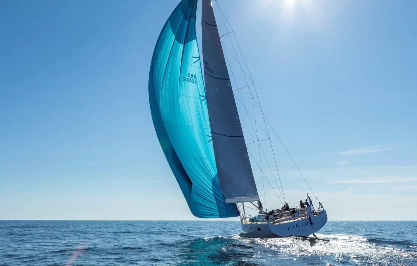 Photo wallpaper sea, the way, movement, yacht, sail, sailing back side view