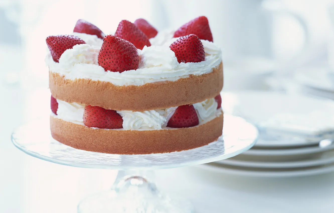 Photo wallpaper berries, strawberry, cream, dessert