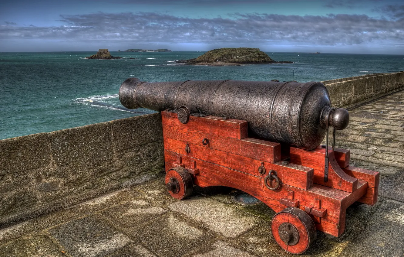 Photo wallpaper gun, France, Brittany, St.-Malo