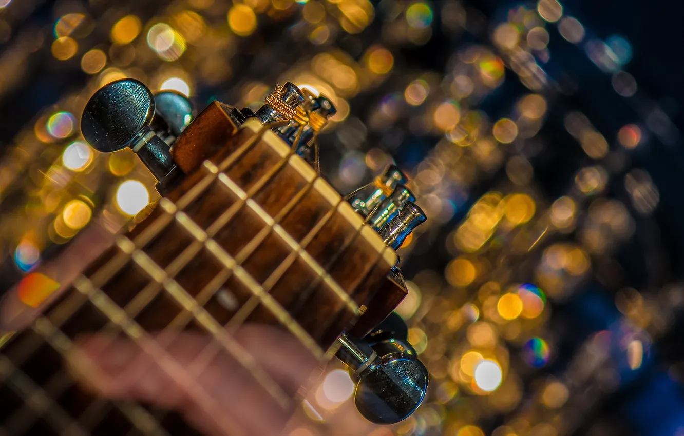 Photo wallpaper macro, background, guitar