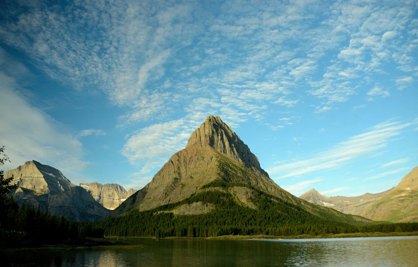 Photo wallpaper USA, Glacier National Park, Montana, Clements mountain, the Swiftcurrent lake