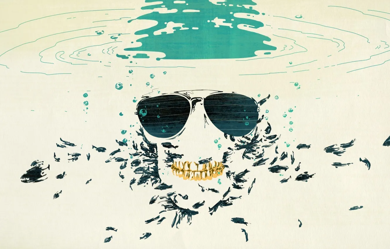 Photo wallpaper water, skull, fish, sake, water, fish