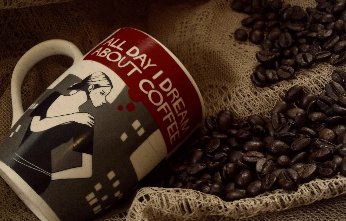 Photo wallpaper coffee, food, Cup, coffee beans