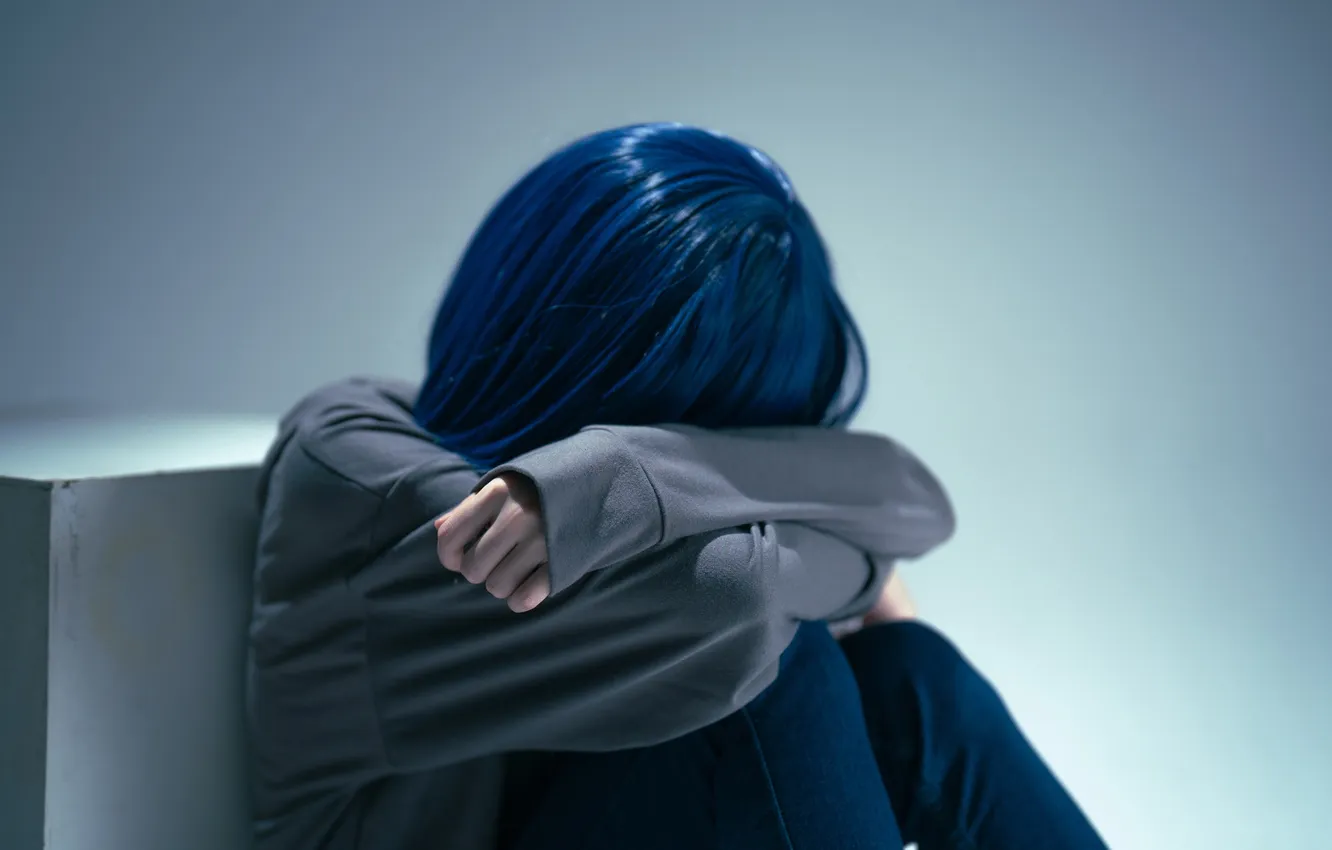 Photo wallpaper woman, model, jeans, Denim, asian, sitting, indoor, close up