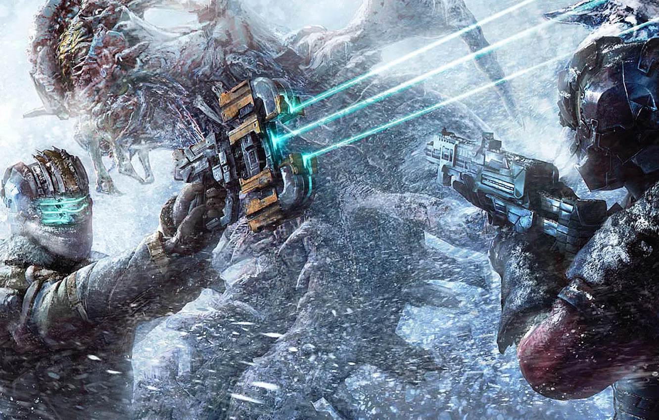 Photo wallpaper light, wallpaper, gun, snow, Dead Space 3