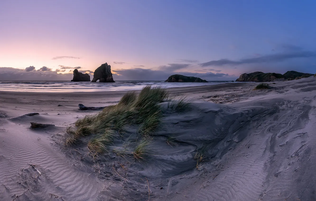 Photo wallpaper sea, beach, sunset