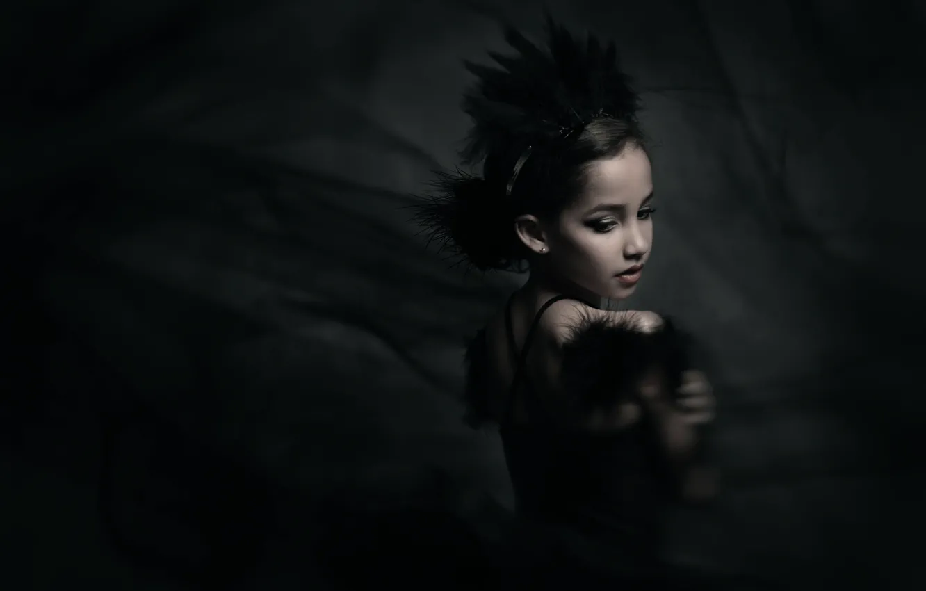 Photo wallpaper girl, bokeh, Black Swan