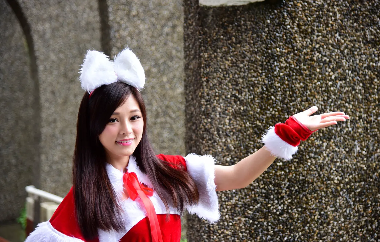 Photo wallpaper girl, smile, costume