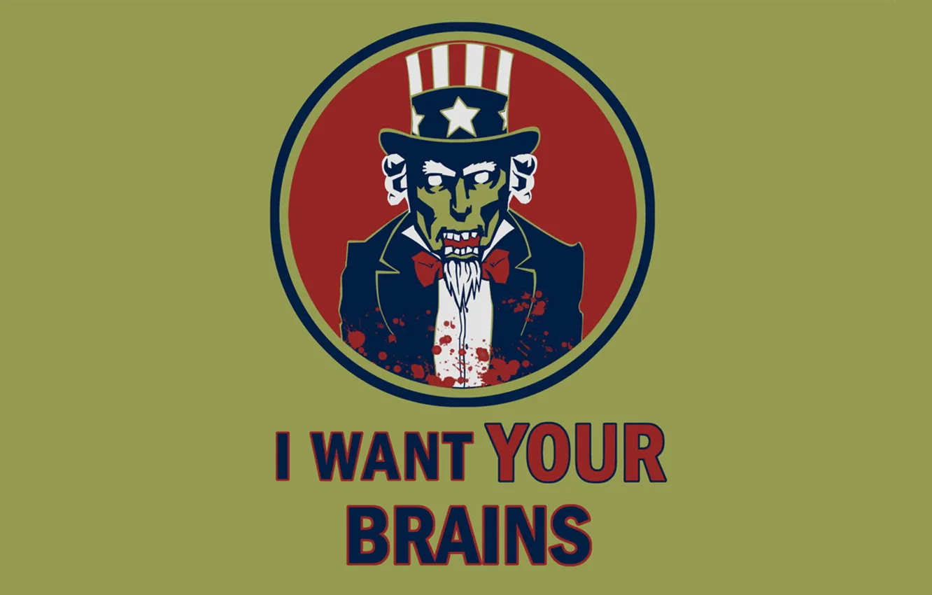 Photo wallpaper zombies, I want your brains, uncle Sam