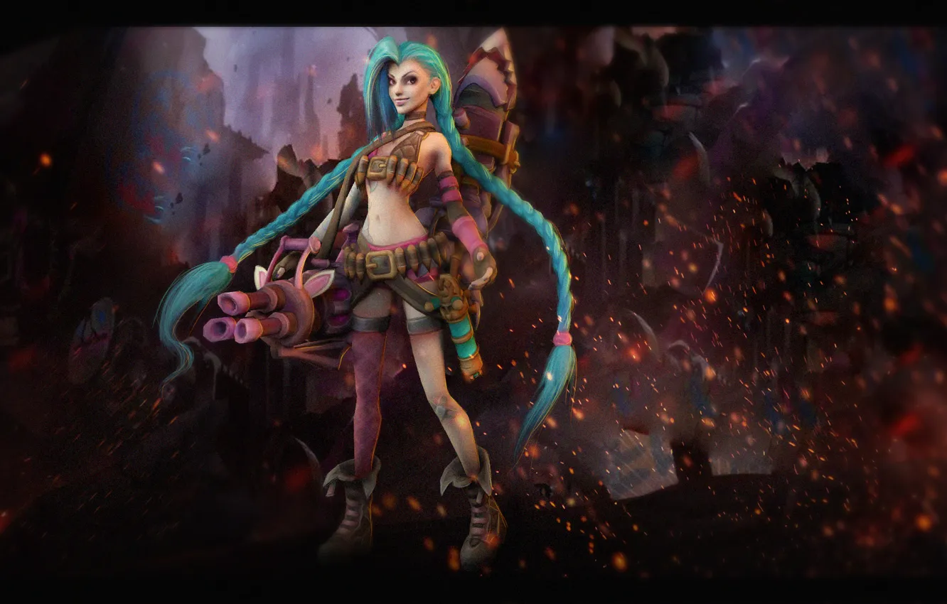 Photo wallpaper girl, weapons, League of Legends, Jinx, Loose Cannon