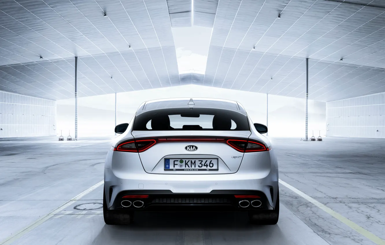 Photo wallpaper white, KIA, rear view, Kia, the five-door, Stinger, Stinger GT, fastback