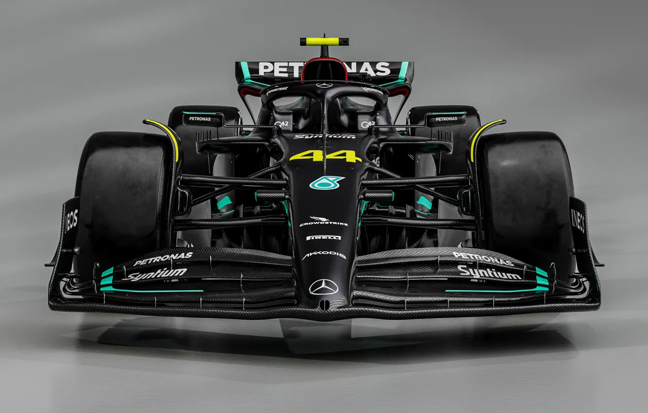 Photo wallpaper Formula 1, front view, racing car, Mercedes-AMG, 2023, Mercedes-AMG F1 W14 E Performance