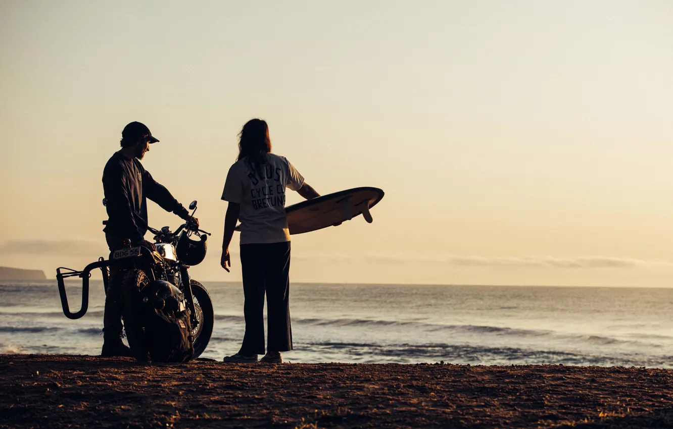 Photo wallpaper Motorcycle, Bikers, Two, Coast, Men, Deus Ex Machina, Adventure, Adventure