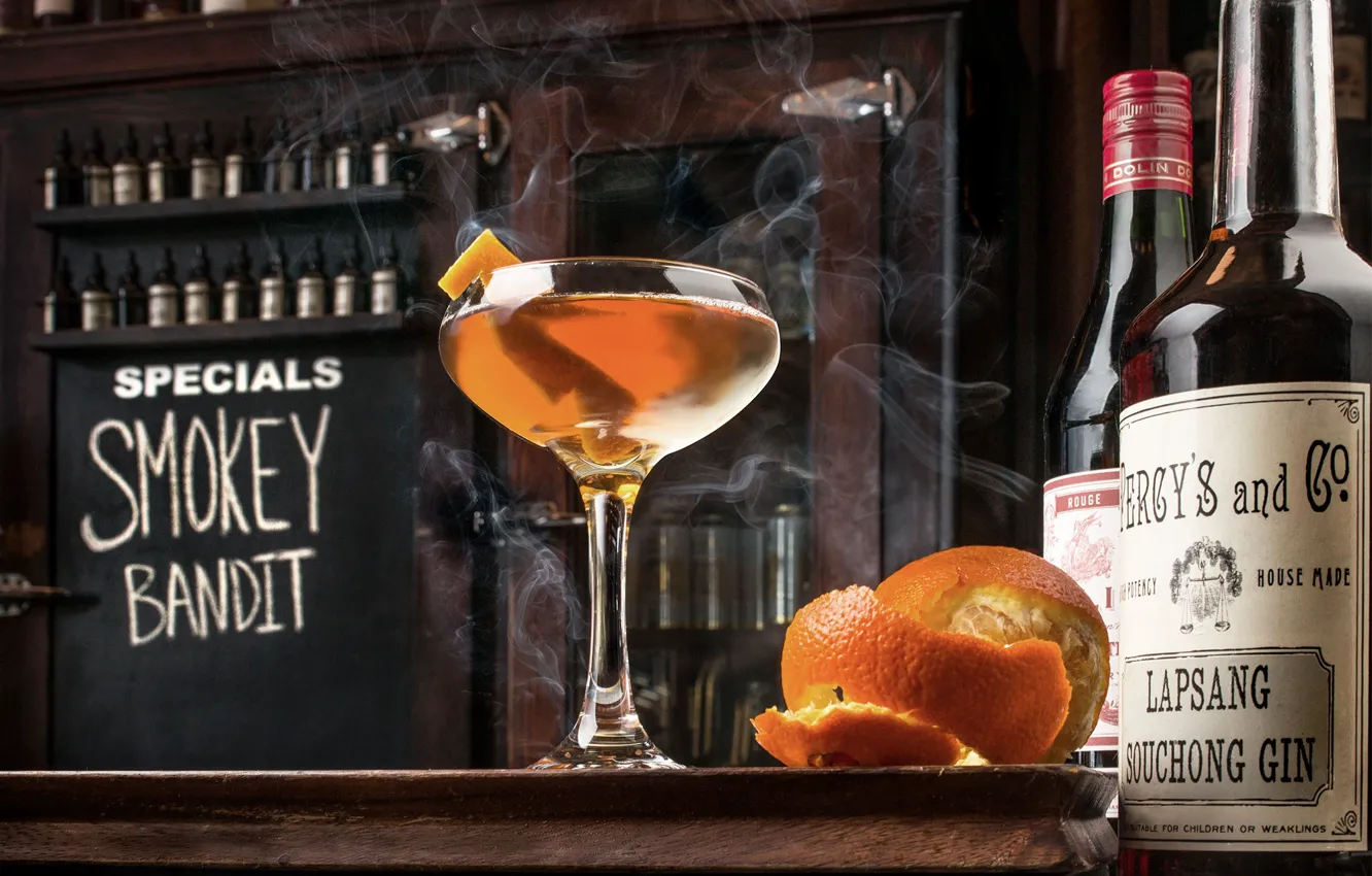 Photo wallpaper glass, orange, alcohol, cocktail