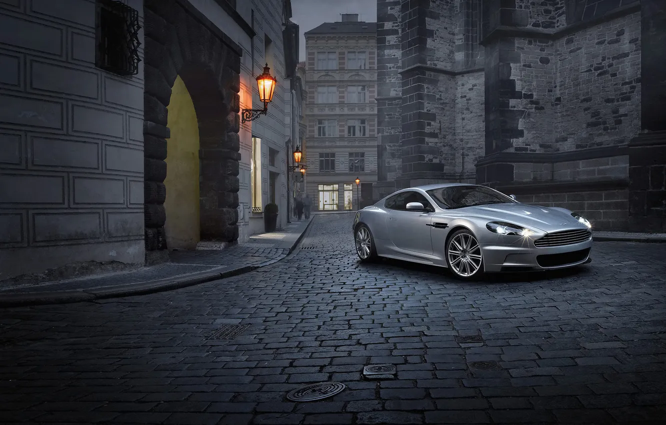 Photo wallpaper street, lights, arch