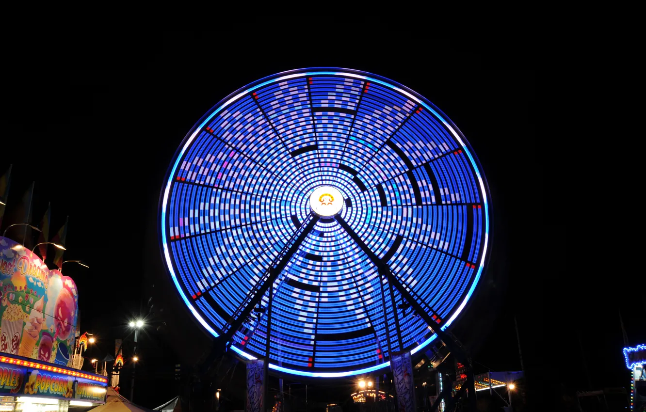 Photo wallpaper night, lights, attraction, amusement Park, Ferris wheel, "Ferris wheel"