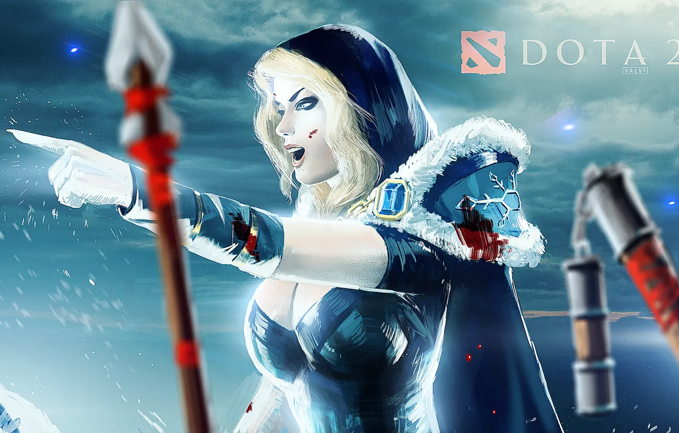 Photo wallpaper girl, blood, art, Crystal Maiden, Dota 2, Rylai, Espenartman