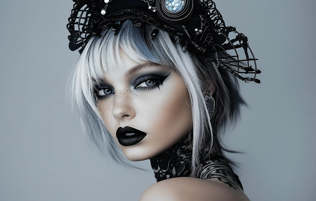 Photo wallpaper look, girl, style, portrait, makeup, hairstyle, blonde, hat