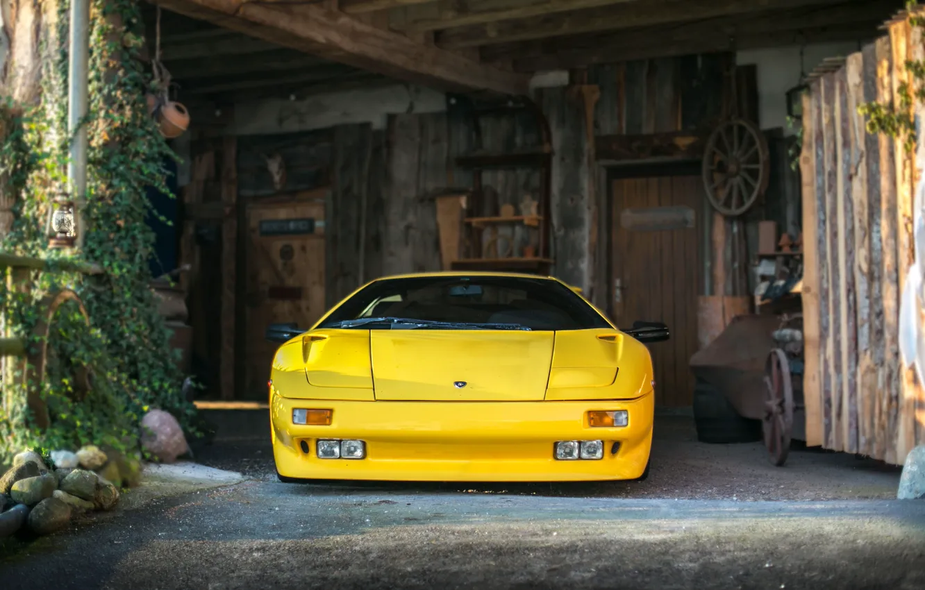 Photo wallpaper Lambo, Yellow, Diablo