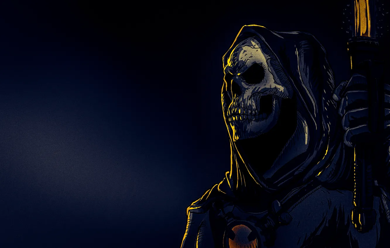 Photo wallpaper hood, scull, dark background, Masters of the Universe, Skeletor, He-Man