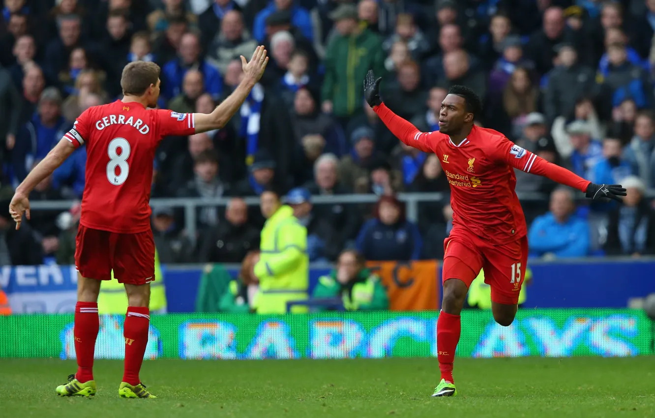 Photo wallpaper Steven Gerrard, Steven Gerrard, Liverpool FC, Daniel Sturridge, Daniel Sturridge