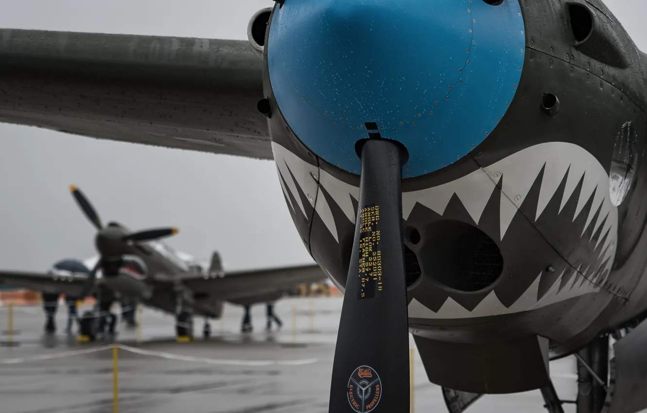 Photo wallpaper fighter, propeller, the airfield