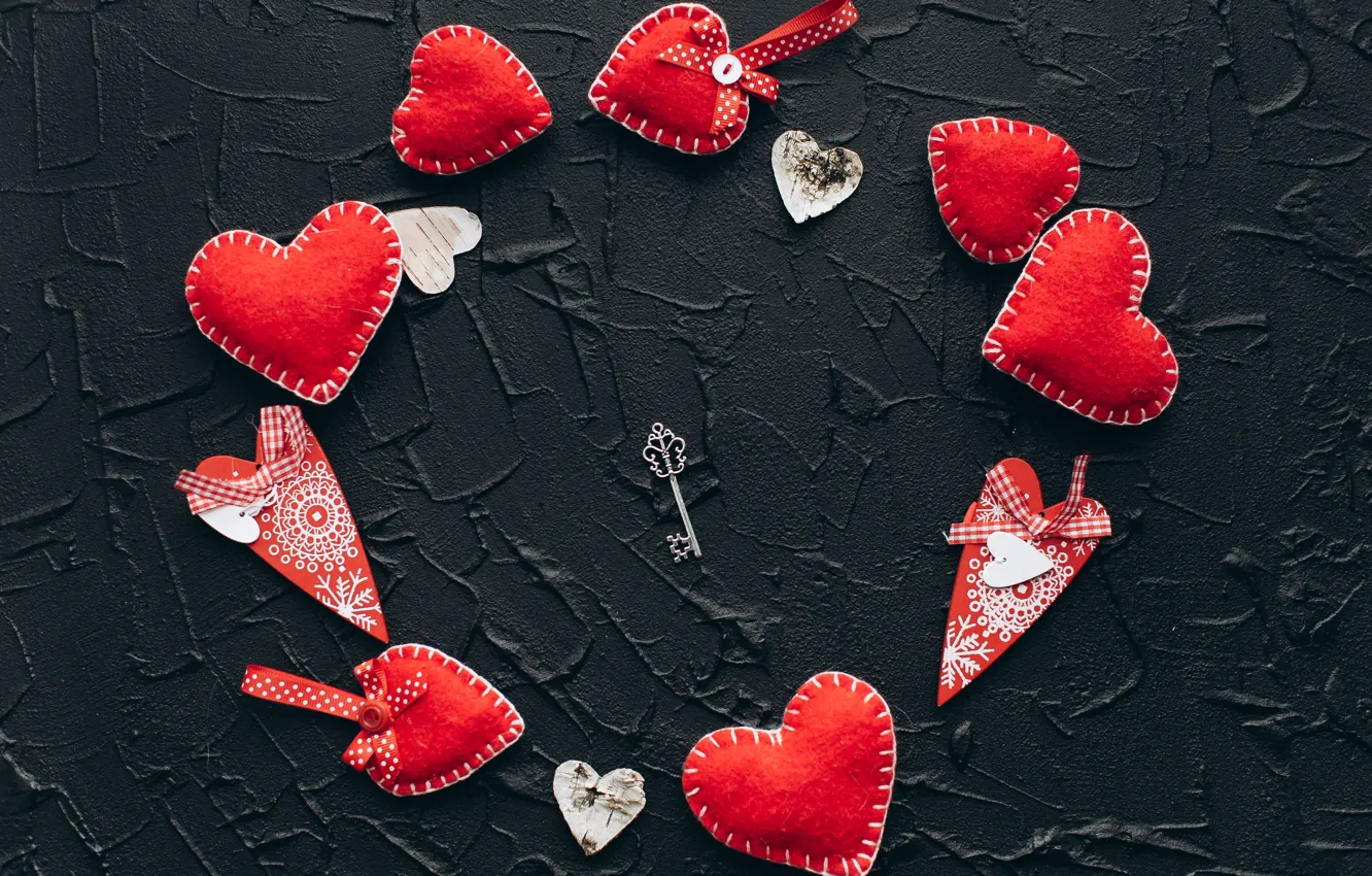 Photo wallpaper love, heart, red, love, key, romantic, hearts, valentine's day