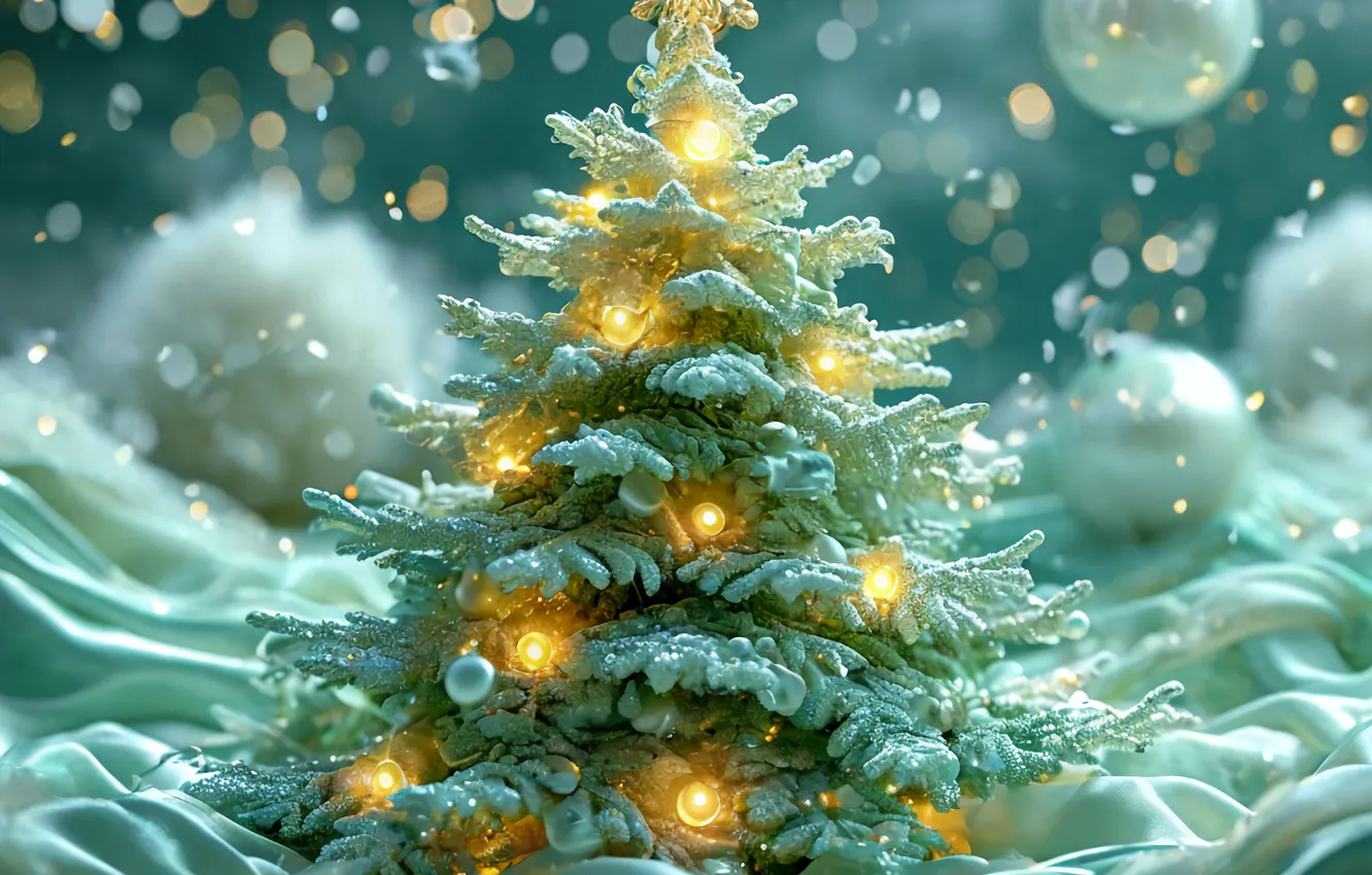 Photo wallpaper green, mood, tree, new year, 2025