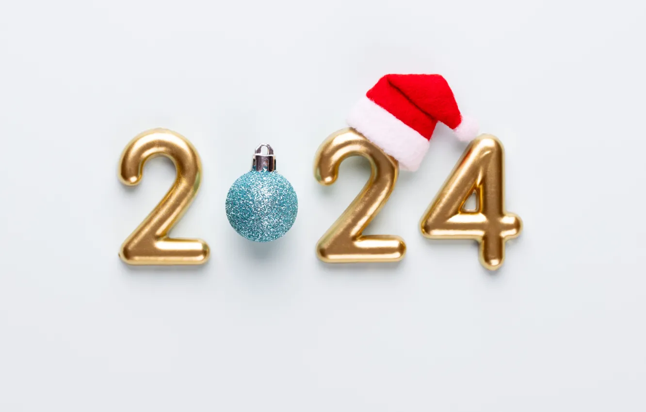 Photo wallpaper new year, Christmas, figures, golden, Christmas, New Year, decoration, figures
