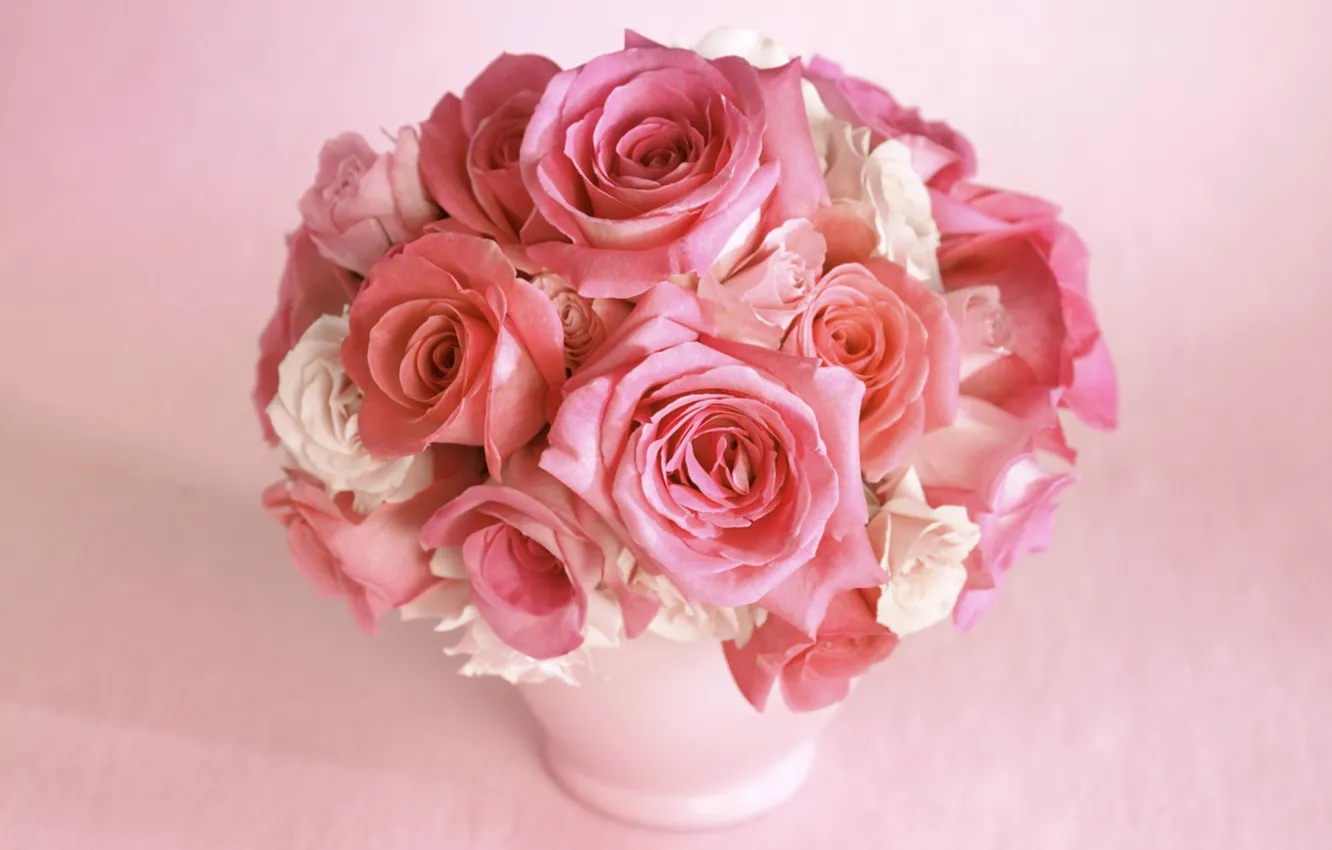 Photo wallpaper flower, flowers, pink, rose, color, roses, bouquet, petals