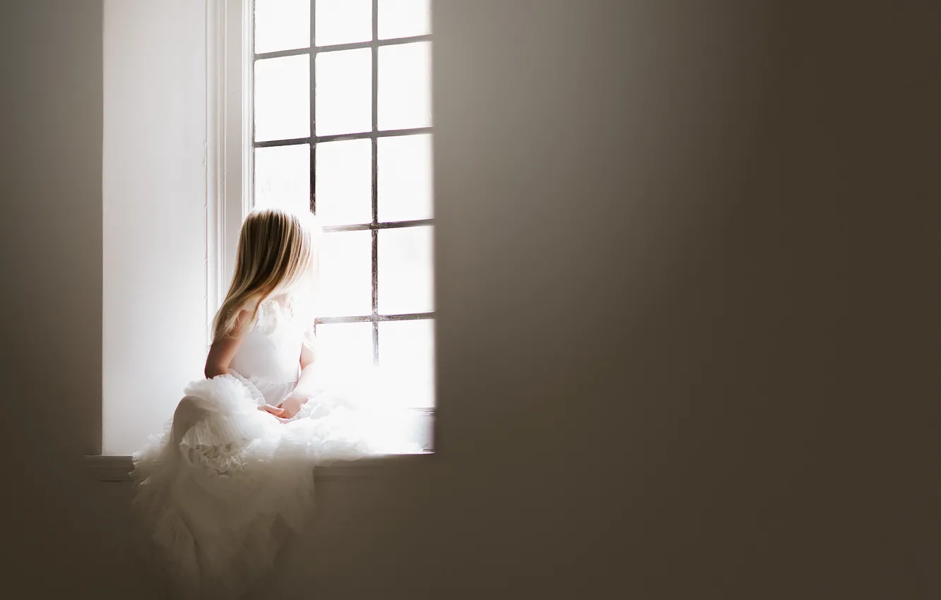 Photo wallpaper light, window, girl